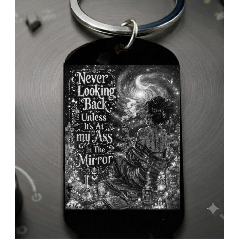 Sexy Love Quote Life Move On Stainless Keychain Pretty Lady Cute Art Moon Star